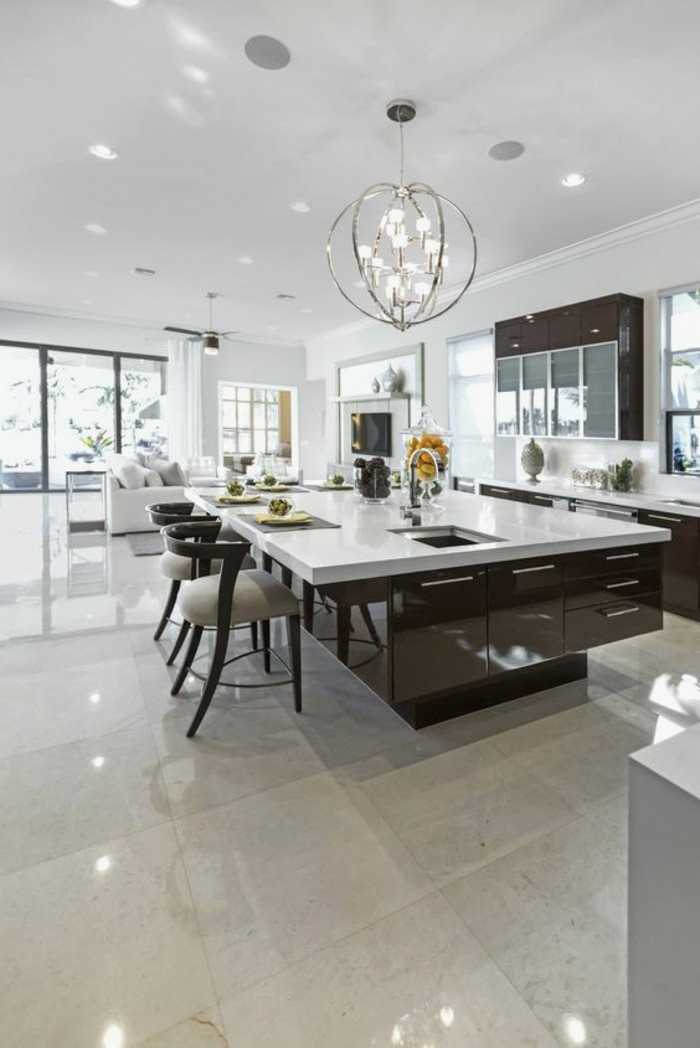 Beton Sur Carrelage Cuisine Impressionnant Ilot De Cuisine Ilot Contemporain Avec Placards Et Tiroirs
