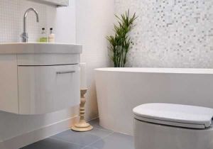 Une Salle De Bains Grise élégance Et Chic Contemporain Archzine Opinion De Carrelage Contemporain
